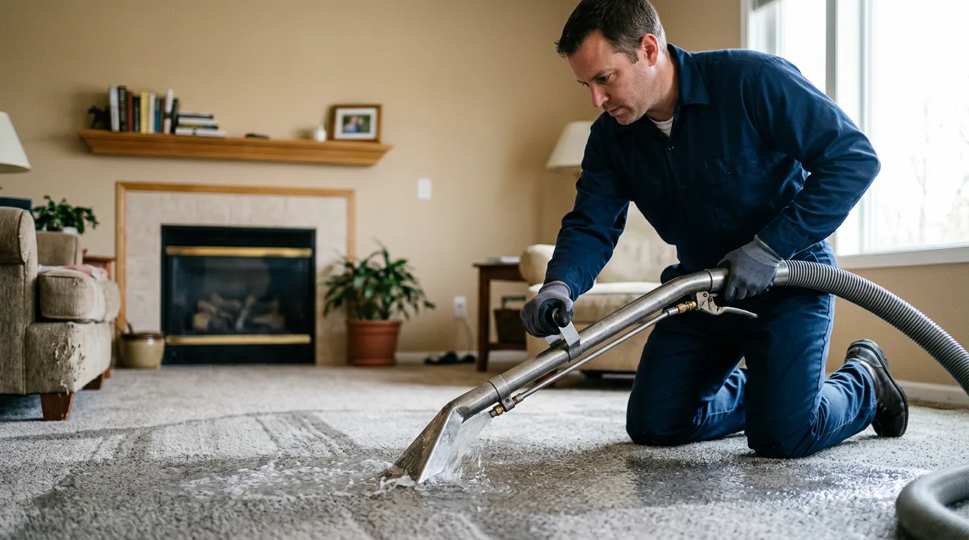 Water damage restoration technician working near Pinon Hills, CA